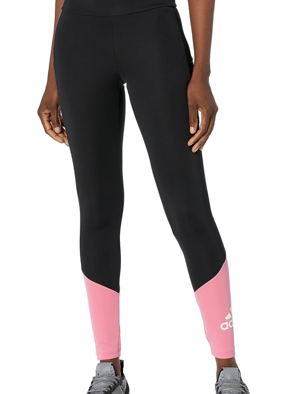 adidas Black Leggings with Pink Lower Panels